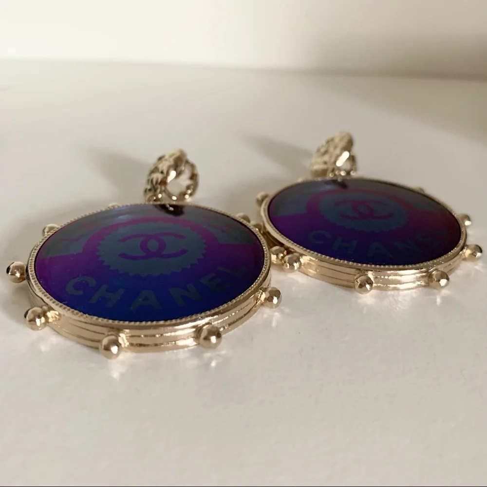 Chanel Large Logo Disc Earrings
